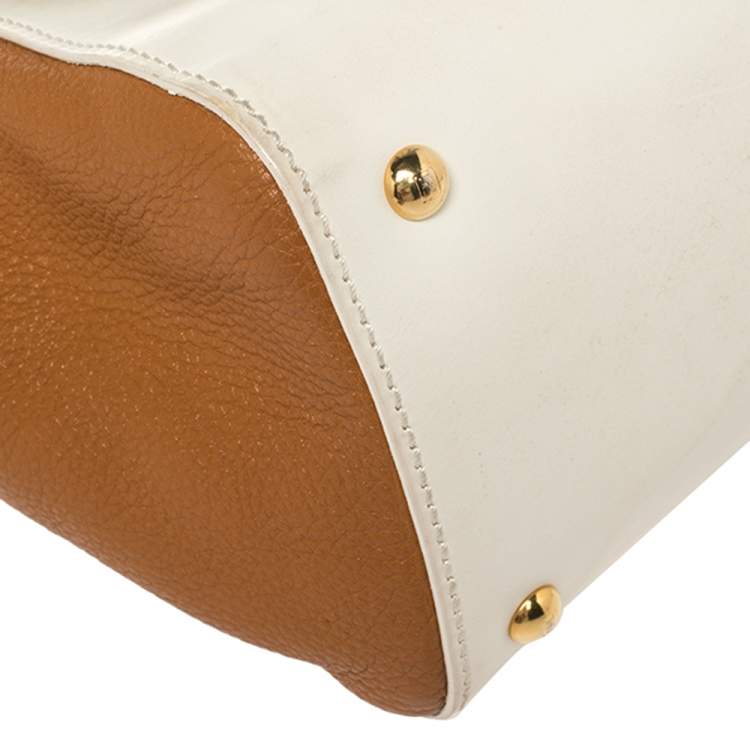 Pre Owned Fendi Multicolor Leather and Croc Leather Silvana Top Handle Bag