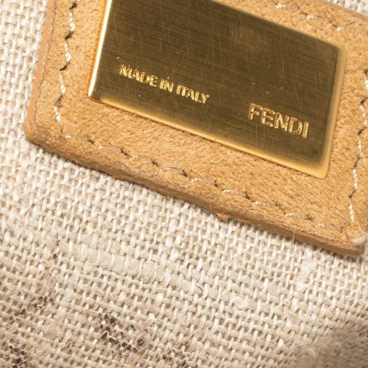 Pre Owned Fendi Multicolor Leather and Croc Leather Silvana Top Handle Bag