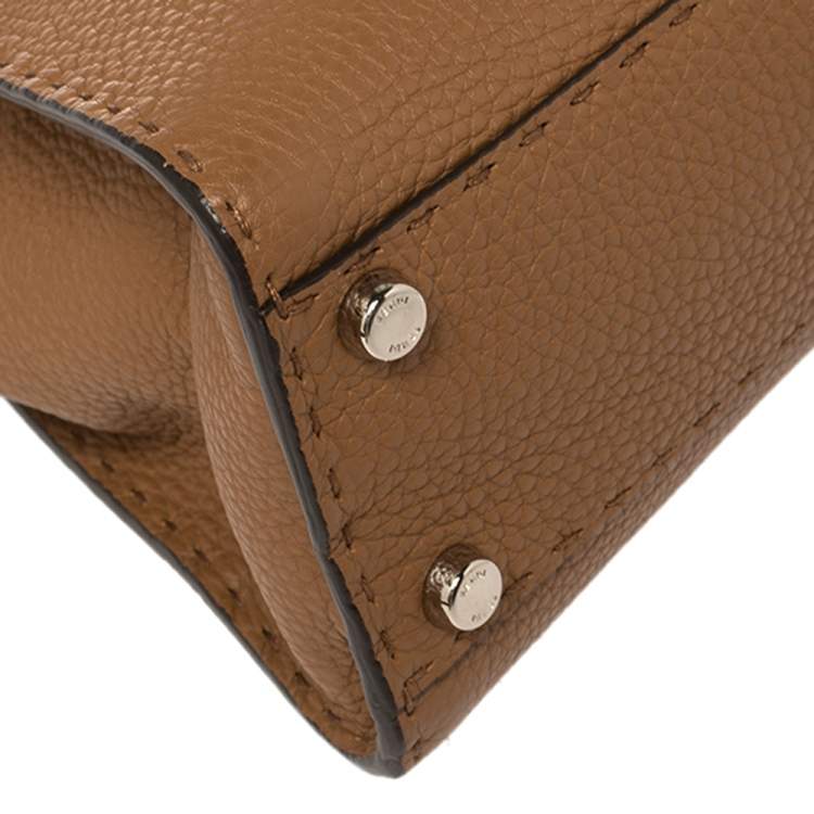 Pre Owned Fendi Brown Leather Medium Selleria Peekaboo Top Handle Bag