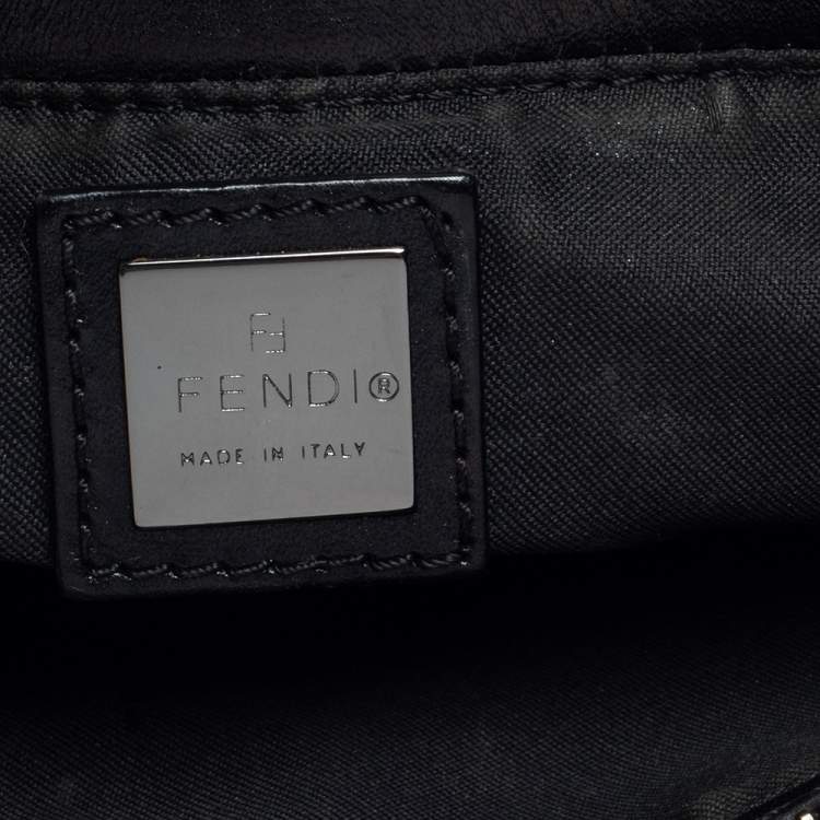 Pre Owned Fendi Black Zucca Canvas Pochette Bag