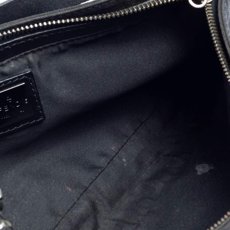 Pre Owned Fendi Black Zucca Canvas Pochette Bag