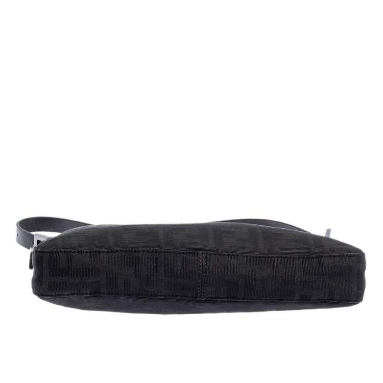 Pre Owned Fendi Black Zucca Canvas Pochette Bag
