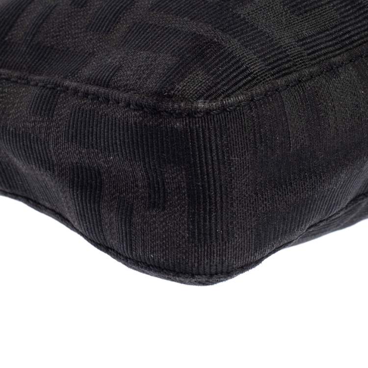 Pre Owned Fendi Black Zucca Canvas Pochette Bag