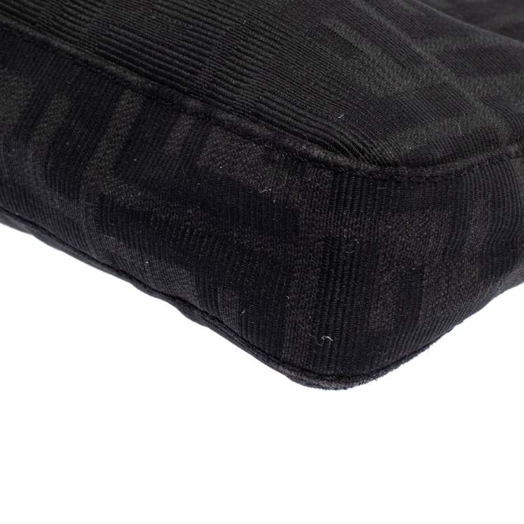 Pre Owned Fendi Black Zucca Canvas Pochette Bag