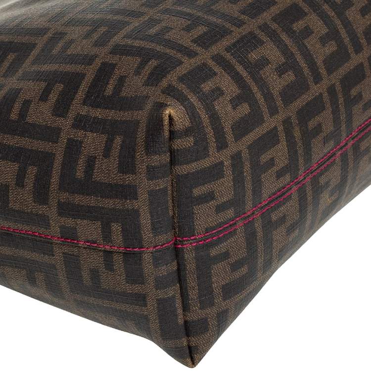 Pre Owned Fendi Tobacco Zucca Coated Canvas Small Roll Shopper Tote