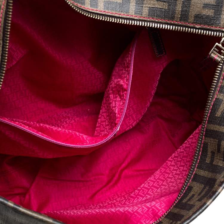 Pre Owned Fendi Tobacco Zucca Coated Canvas Small Roll Shopper Tote