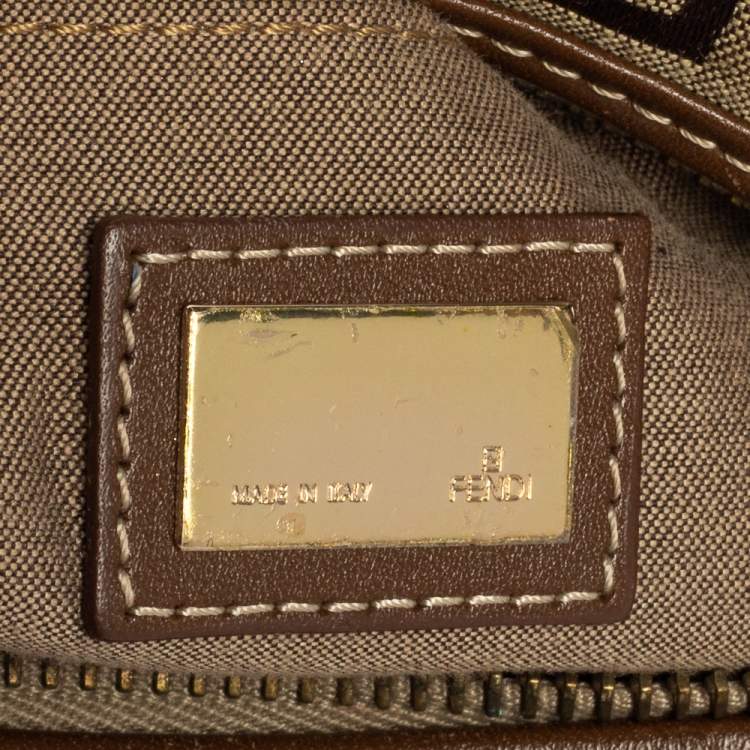 Pre Owned Fendi Brown Zucchino Print Canvas and Leather Small Chef Bag
