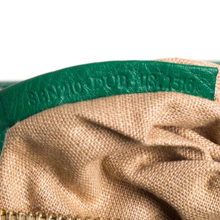 Pre Owned Fendi Green Selleria Leather Large Peekaboo Top Handle Bag