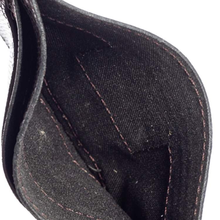 Pre Owned Fendi Black Lizard Embossed Leather Card Holder 