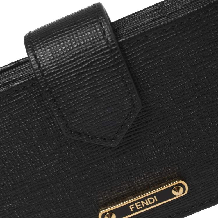 Pre Owned Fendi Black Leather Elite Card Holder