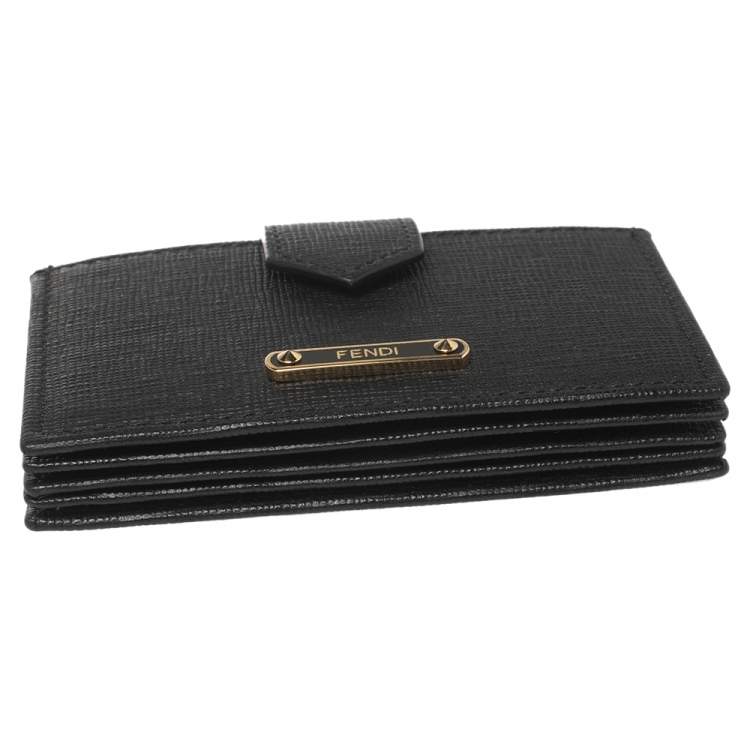 Pre Owned Fendi Black Leather Elite Card Holder