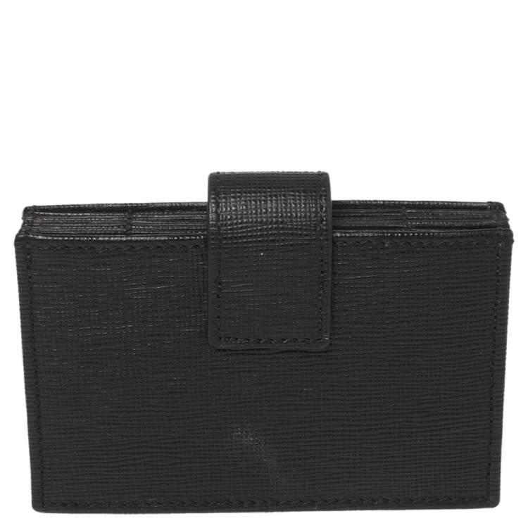 Pre Owned Fendi Black Leather Elite Card Holder