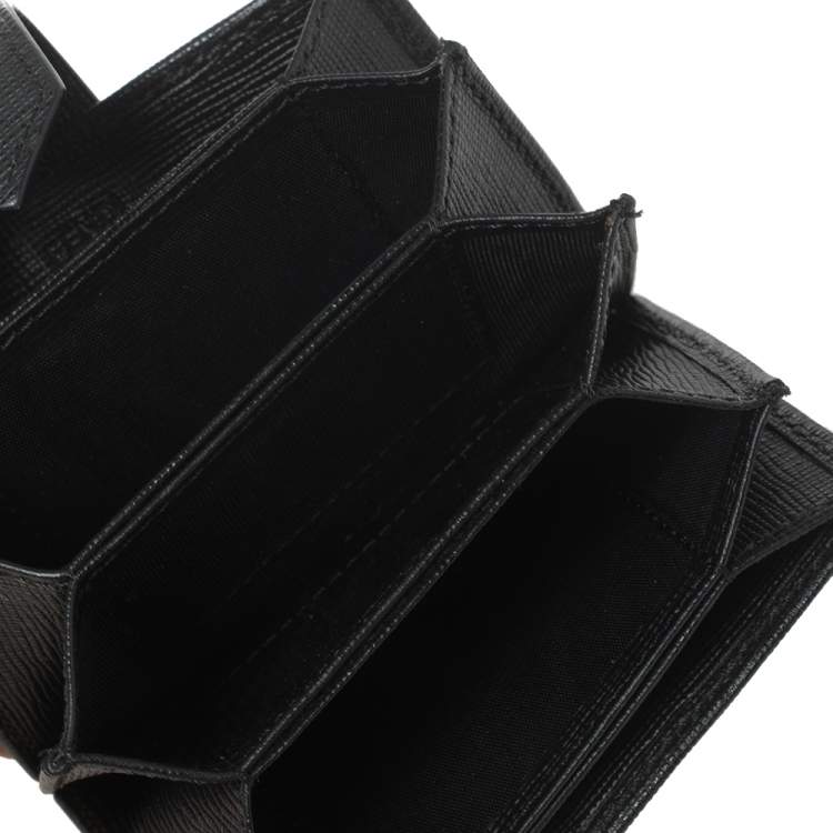 Pre Owned Fendi Black Leather Elite Card Holder