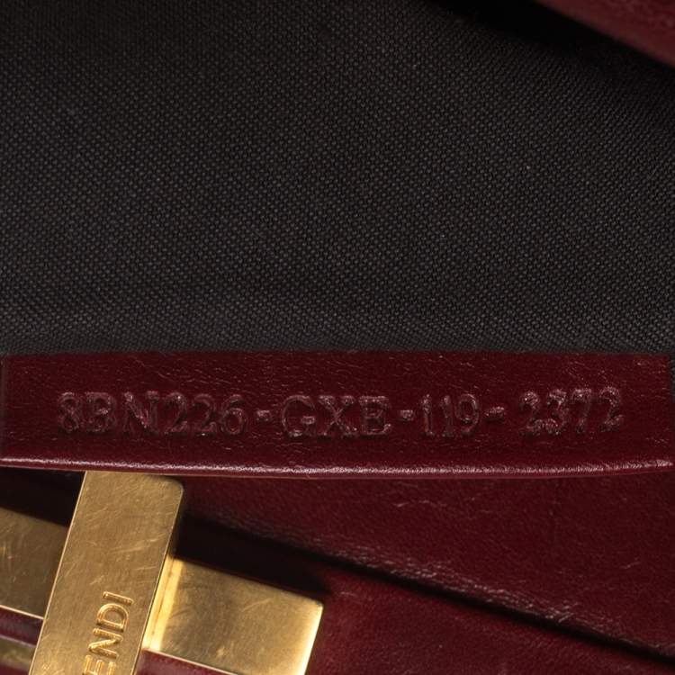 Pre Owned Fendi Brown/Burgundy Calf Hair and Leather Medium Peekaboo Top Handle Bag