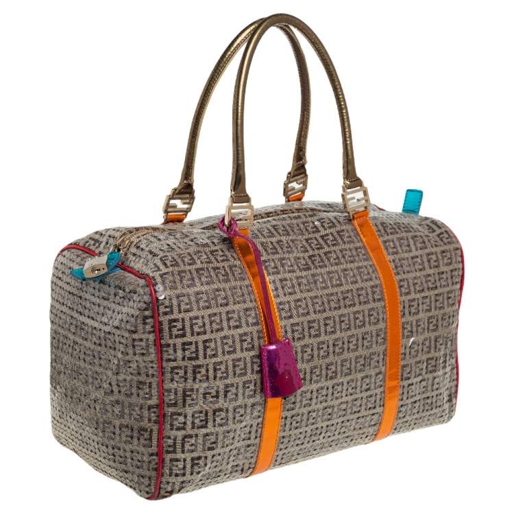 Pre Owned Fendi Multicolor Zucchino Canvas/Sequin Overnight Duffel Bag