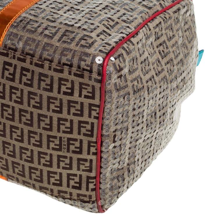 Pre Owned Fendi Multicolor Zucchino Canvas/Sequin Overnight Duffel Bag