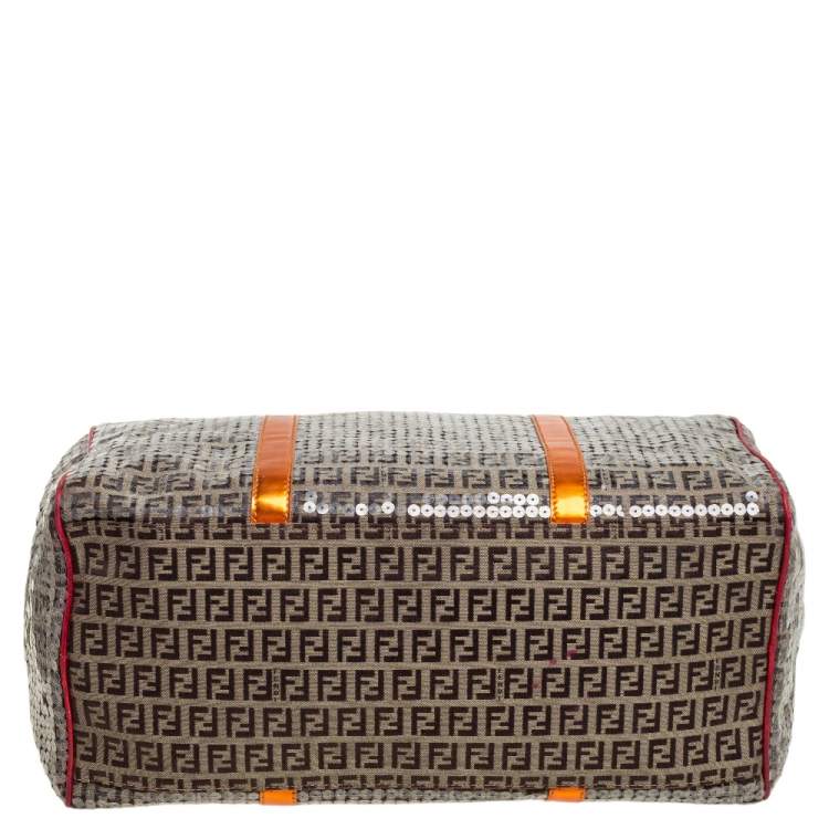 Pre Owned Fendi Multicolor Zucchino Canvas/Sequin Overnight Duffel Bag