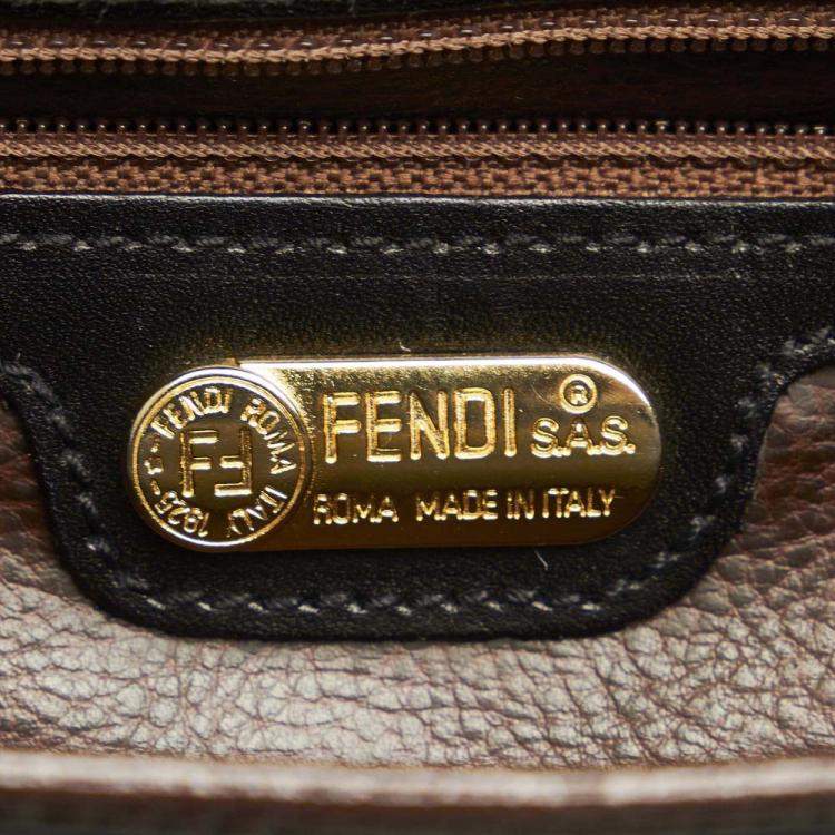 Pre Owned Fendi Brown Leather Crossbody Bag