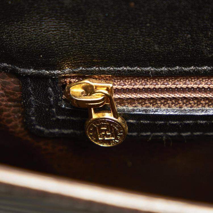Pre Owned Fendi Brown Leather Crossbody Bag