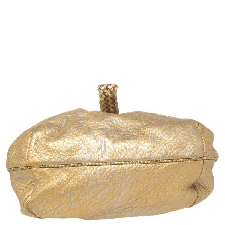 Pre Owned Fendi Gold/Silver Leather Mini Spy Bag