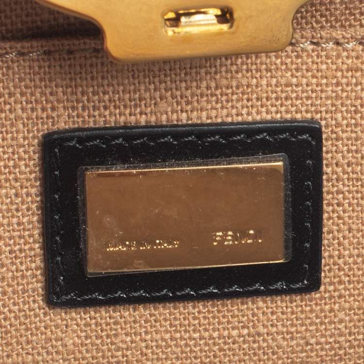 Pre Owned Fendi Black Leather Giano Chain Clutch