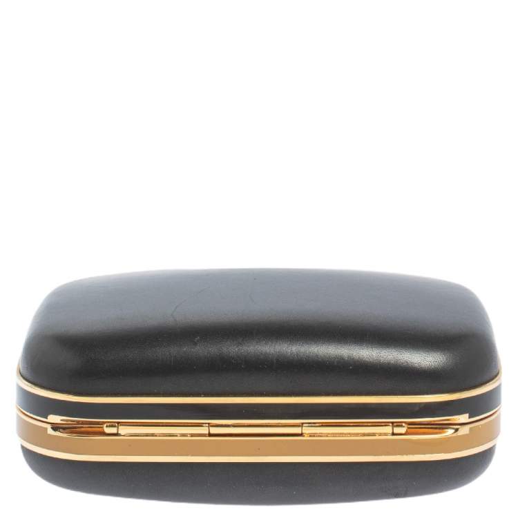 Pre Owned Fendi Black Leather Giano Chain Clutch