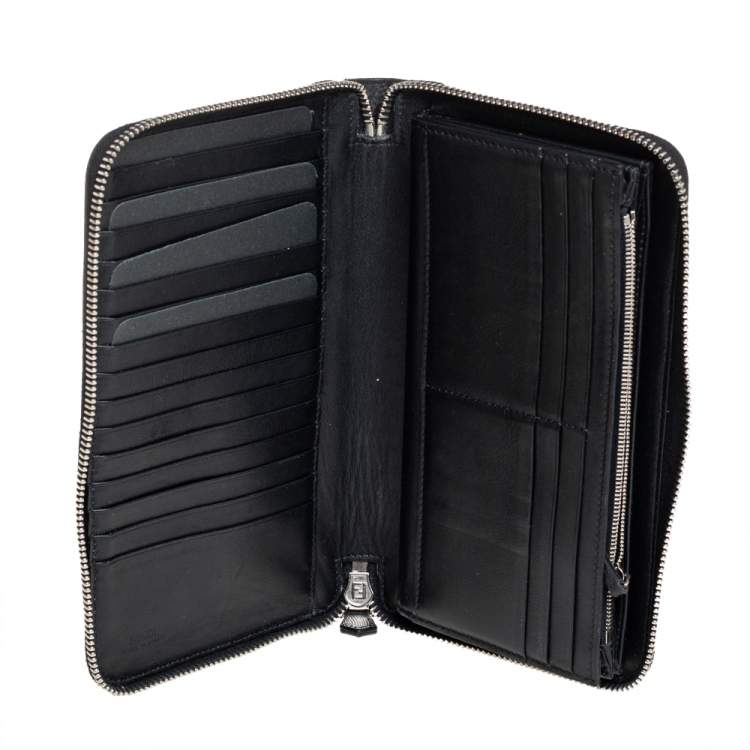 Pre Owned Fendi Black Leather Zippy Organizer Wallet