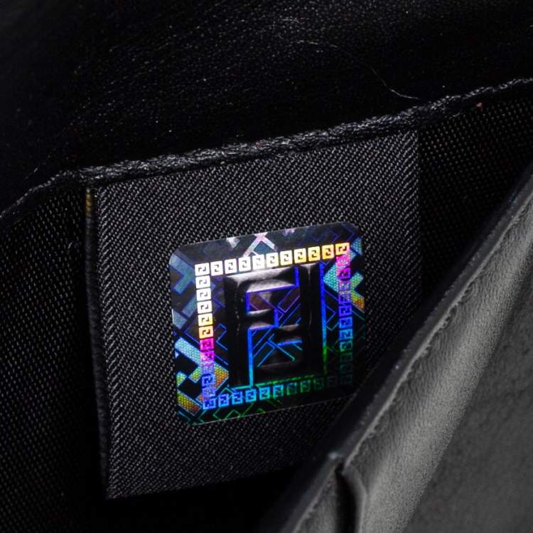 Pre Owned Fendi Black Leather Zippy Organizer Wallet