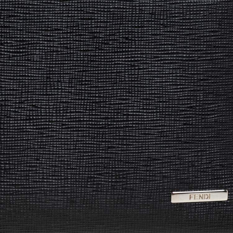 Pre Owned Fendi Black Leather Zippy Organizer Wallet