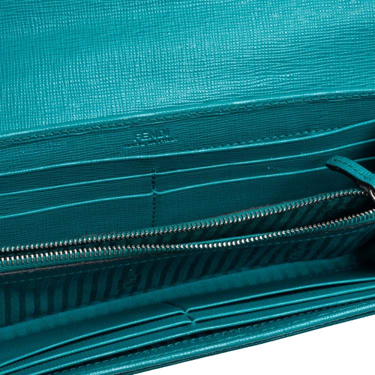 Pre Owned Fendi Two Tone Green Leather 2Jours Continental Wallet