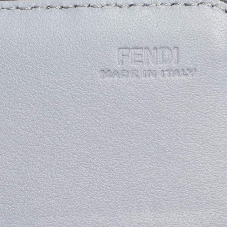 Pre Owned Fendi Stone Blue Leather Studded Flap Wallet On Chain