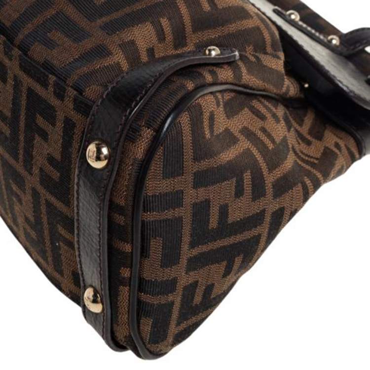 Pre Owned Fendi Tobacco Zucca Canvas and Leather Medium Magic Shoulder Bag