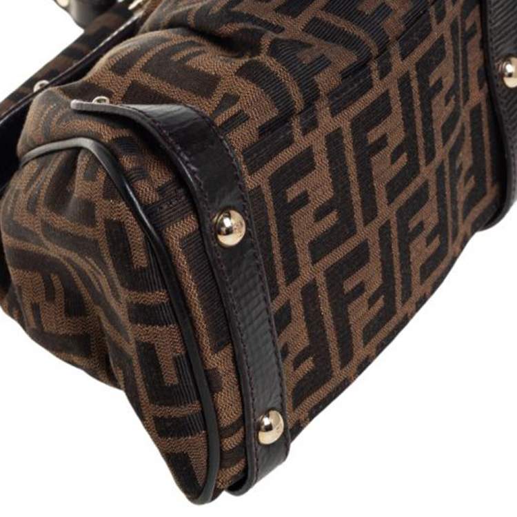 Pre Owned Fendi Tobacco Zucca Canvas and Leather Medium Magic Shoulder Bag