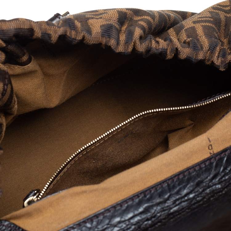 Pre Owned Fendi Tobacco Zucca Canvas and Leather Medium Magic Shoulder Bag