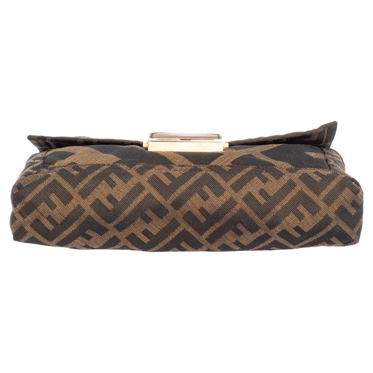 Pre Owned Fendi Brown Zucca Canvas and Leather Chain Shoulder Bag