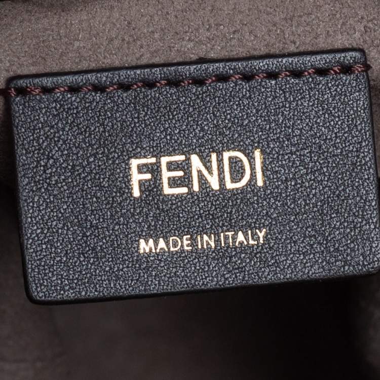 Pre Owned Fendi Black Zucca Leather Mini Mon Tresor Drawstring Bucket Bag