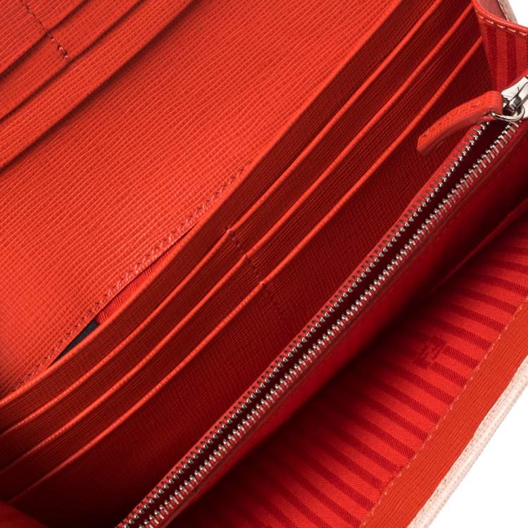 Pre Owned Fendi Beige Leather Monster Eye Elite Continental Wallet