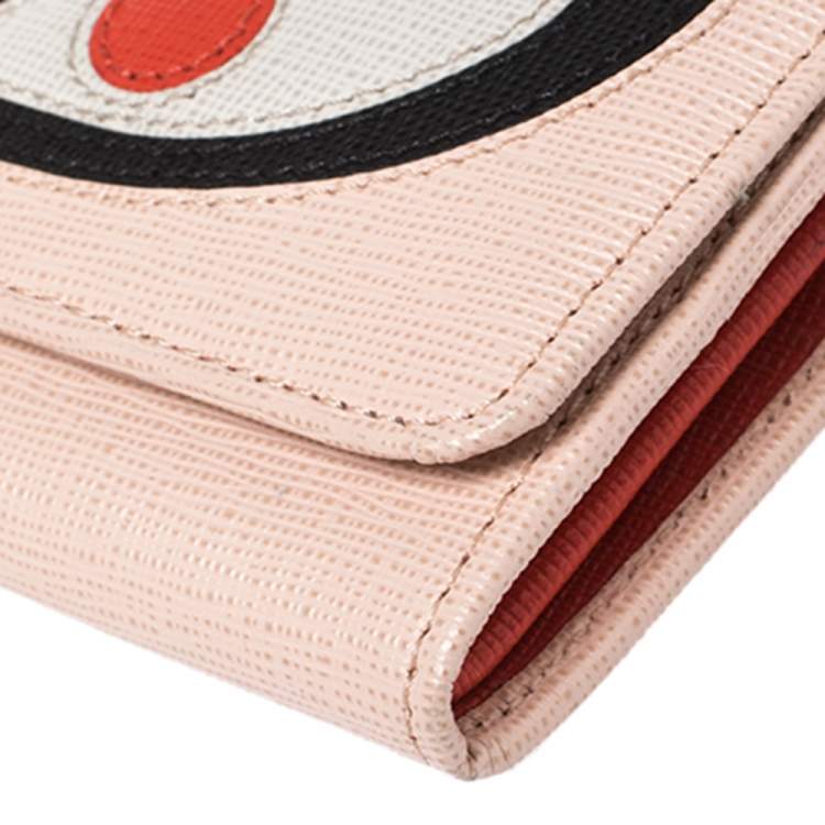 Pre Owned Fendi Beige Leather Monster Eye Elite Continental Wallet