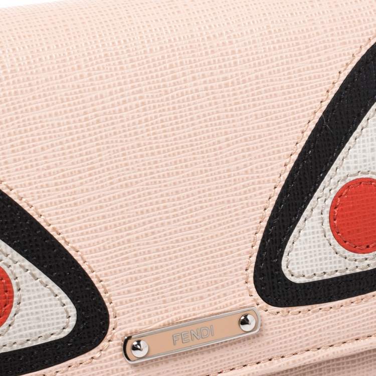 Pre Owned Fendi Beige Leather Monster Eye Elite Continental Wallet