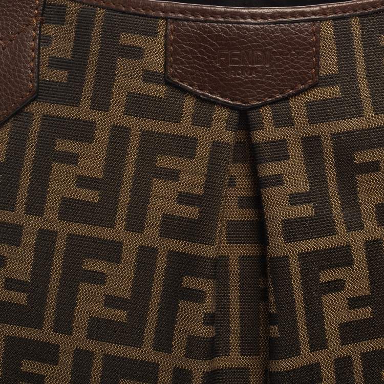 Pre Owned Fendi Tobacco Zucca Canvas and Leather Grande Tote