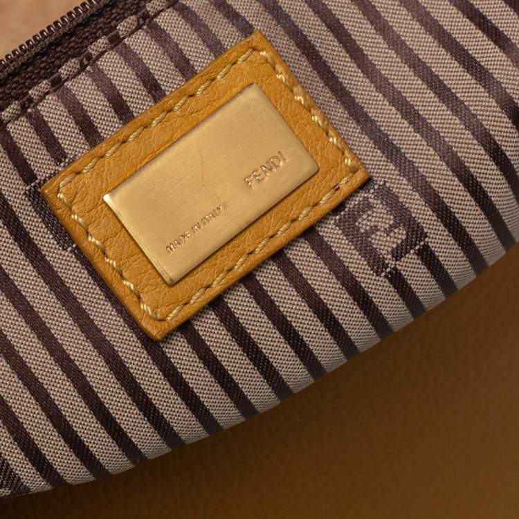 Pre Owned Fendi Mustard/Brown Python And Leather Silvana Top Handle Bag