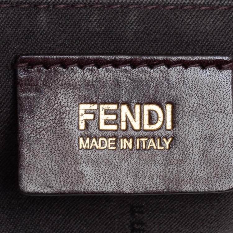 Pre Owned Fendi Tobacco Zucca Canvas and Patent Leather Mia Flap Bag