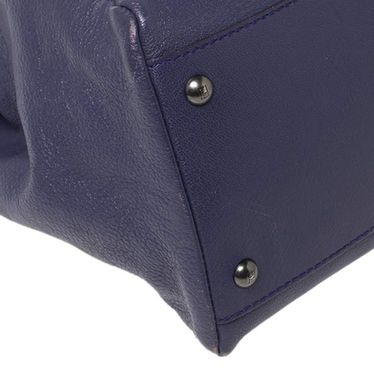 Pre Owned Fendi Purple Leather Large Peekaboo Top Handle Bag