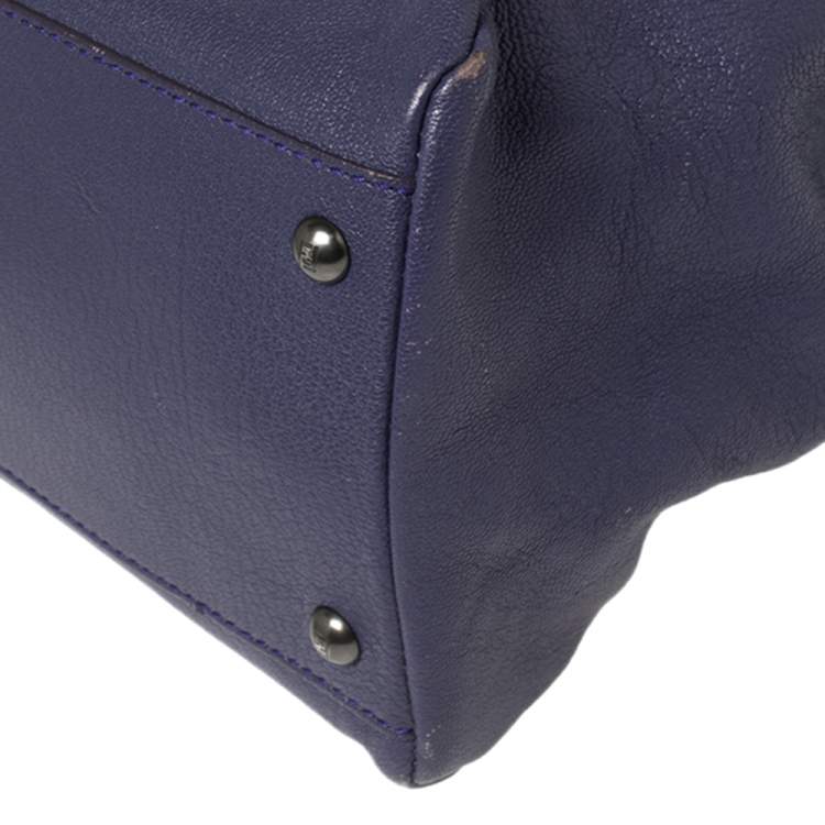 Pre Owned Fendi Purple Leather Large Peekaboo Top Handle Bag