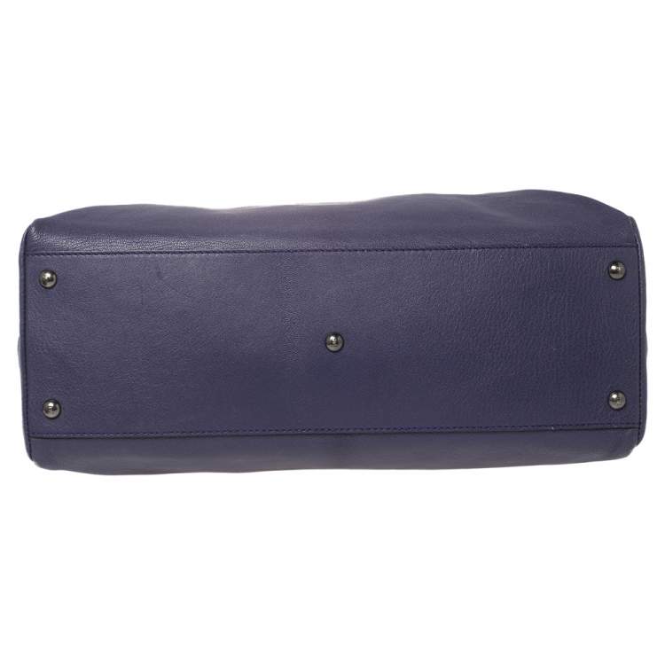 Pre Owned Fendi Purple Leather Large Peekaboo Top Handle Bag