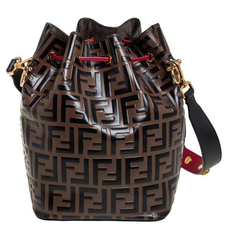 Pre Owned Fendi Tricolor Zucca Leather Mon Tresor Grande Bucket Bag