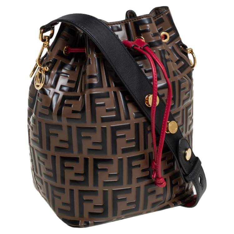 Pre Owned Fendi Tricolor Zucca Leather Mon Tresor Grande Bucket Bag