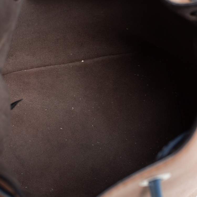 Pre Owned Fendi Tan/Blue Leather Mini Mon Tresor Drawstring Bucket Bag