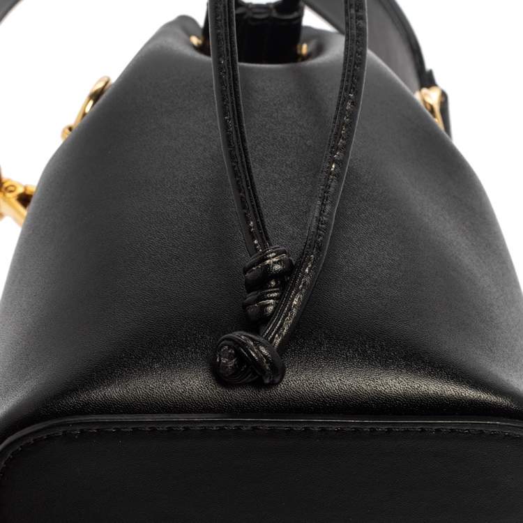 Pre Owned Fendi Black Leather Mini Mon Tresor Drawstring Bucket Bag
