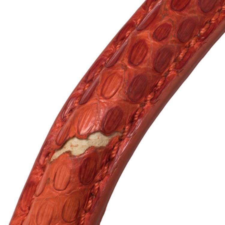 Pre Owned Fendi Coral Python Mini Peekaboo Top Handle Bag
